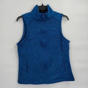 Faded Glory Women's Fleece Zip-Up Sherpa Collar Vest Blue Small